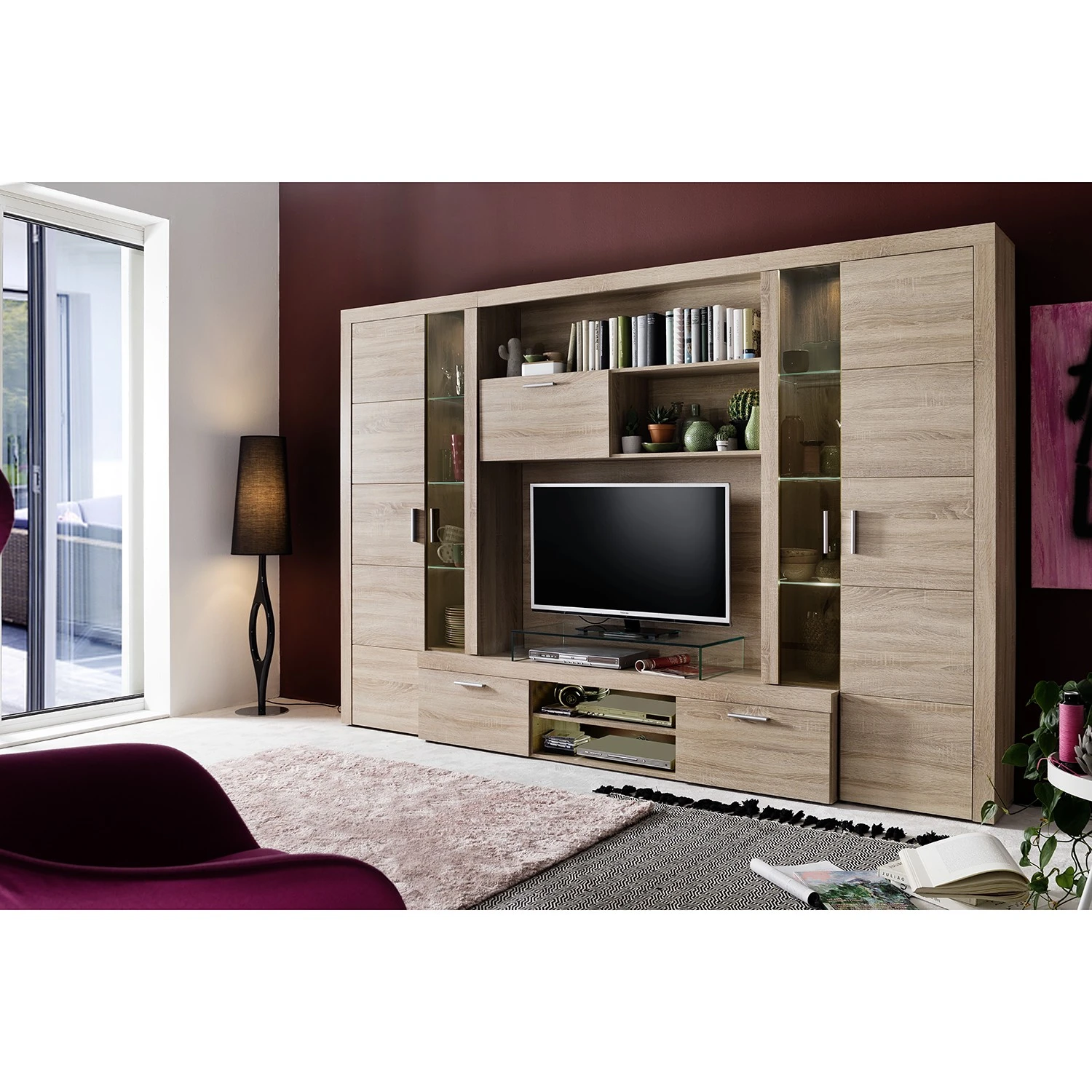 Trendteam Wohnwand Mondeo - Inkl. Beleuchtung - Sandeiche Dekor 2 Trendteam Wohnwand Mondeo - Inkl. Beleuchtung - Sandeiche Dekor – Bild 2