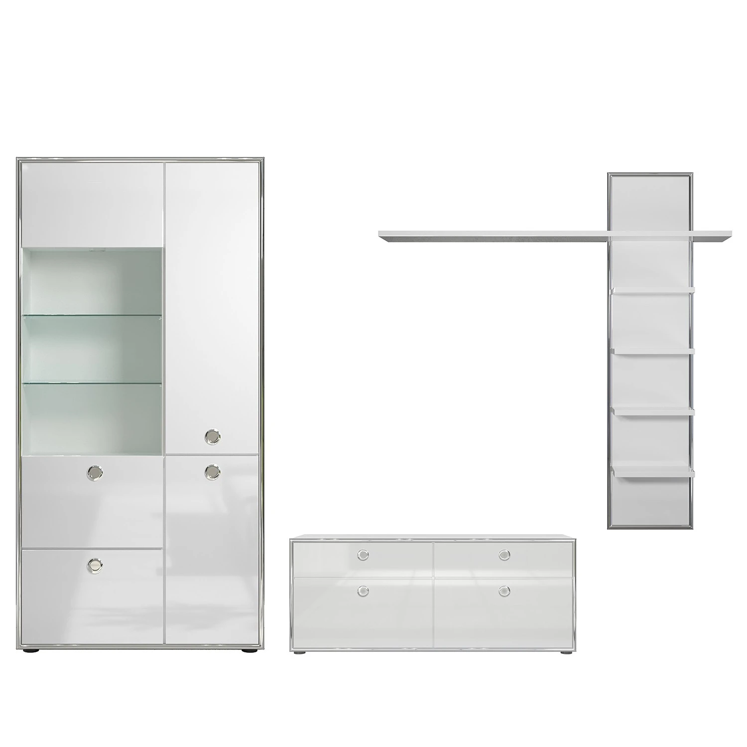 Trendteam Wohnwand Infinity I (3-teilig) - Hochglanz Weiß / Matt Weiß 3 Trendteam Wohnwand Infinity I (3-teilig) - Hochglanz Weiß / Matt Weiß – Bild 3