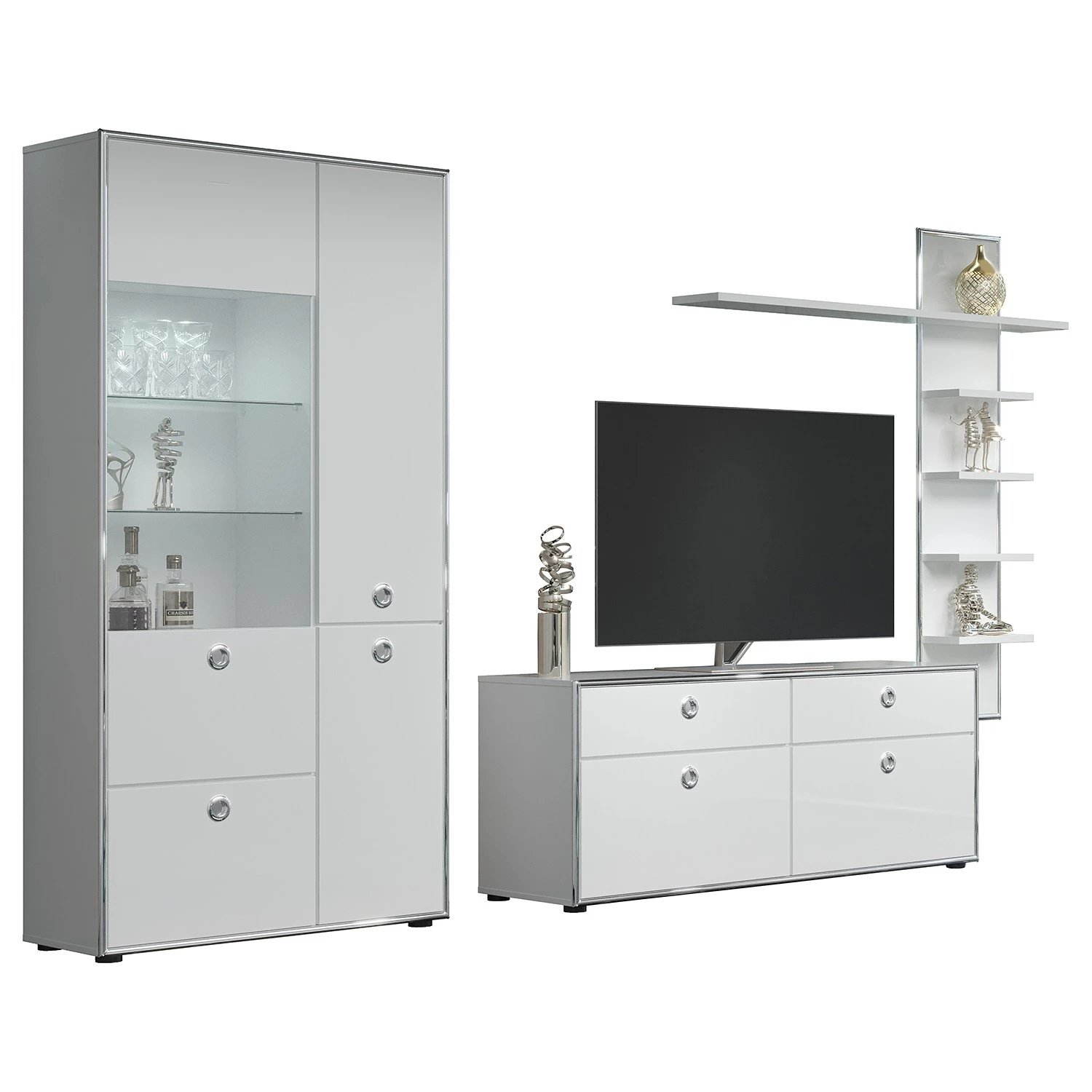 Trendteam Wohnwand Infinity I (3-teilig) - Hochglanz Weiß / Matt Weiß 4 Trendteam Wohnwand Infinity I (3-teilig) - Hochglanz Weiß / Matt Weiß – Bild 4