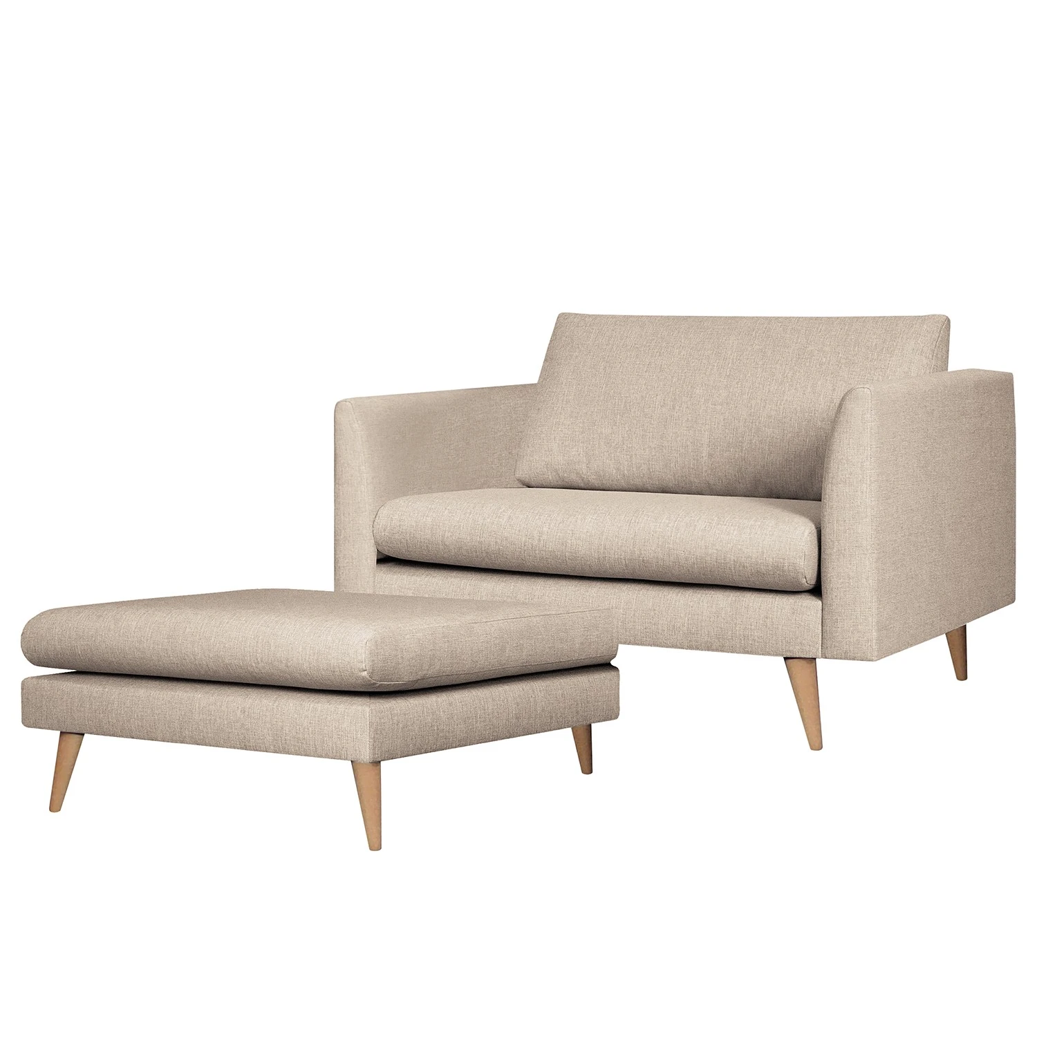 Loftscape Polsterhocker Kayena - Flachgewebe - Webstoff Inas: Cappuccino - Buche Hell 3 Loftscape Polsterhocker Kayena - Flachgewebe - Webstoff Inas: Cappuccino - Buche Hell – Bild 3