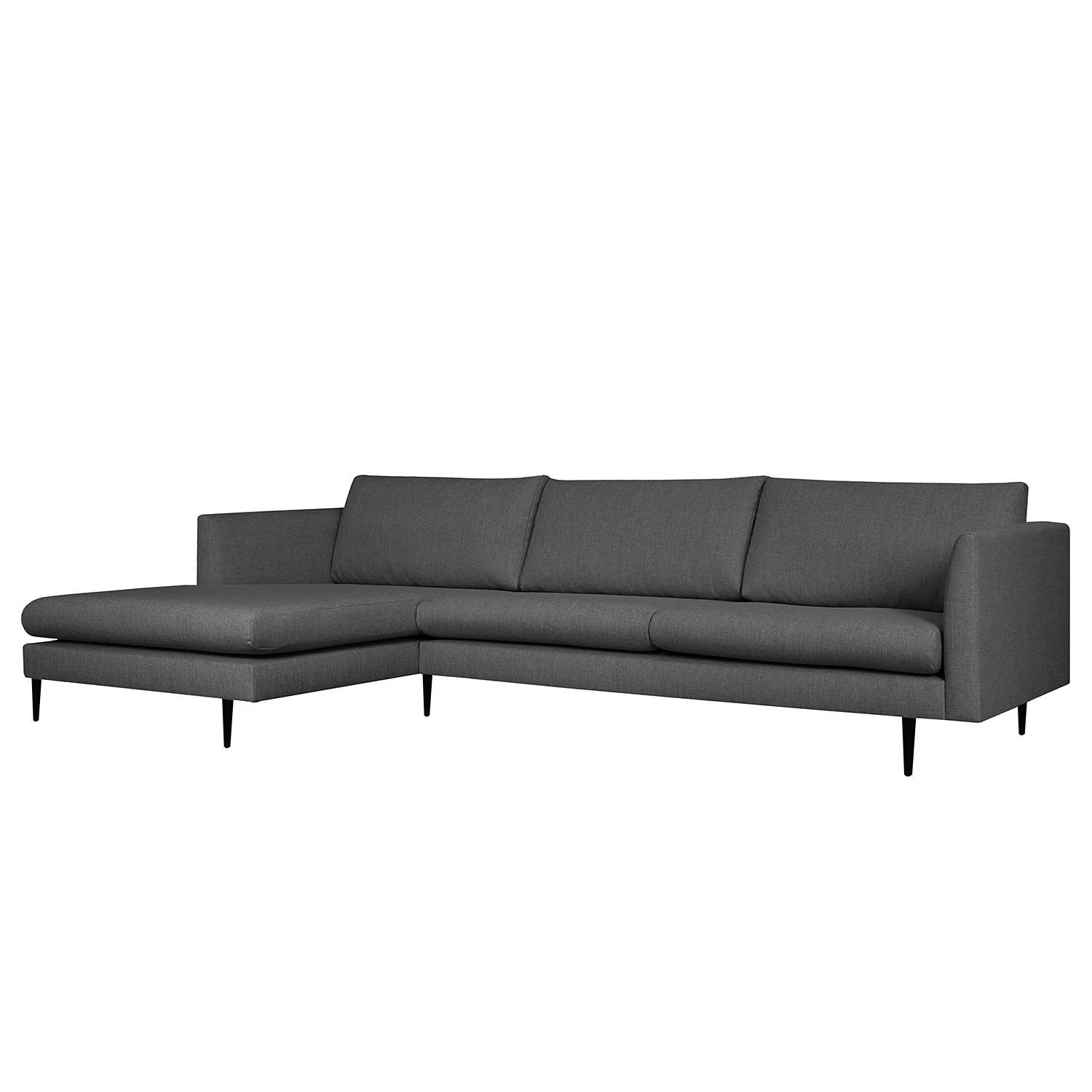 Loftscape Ecksofa Kayena - Flachgewebe - Webstoff Inas: Dunkelgrau - Longchair davorstehend links - Schwarz 1 Loftscape Ecksofa Kayena - Flachgewebe - Webstoff Inas: Dunkelgrau - Longchair davorstehend links - Schwarz