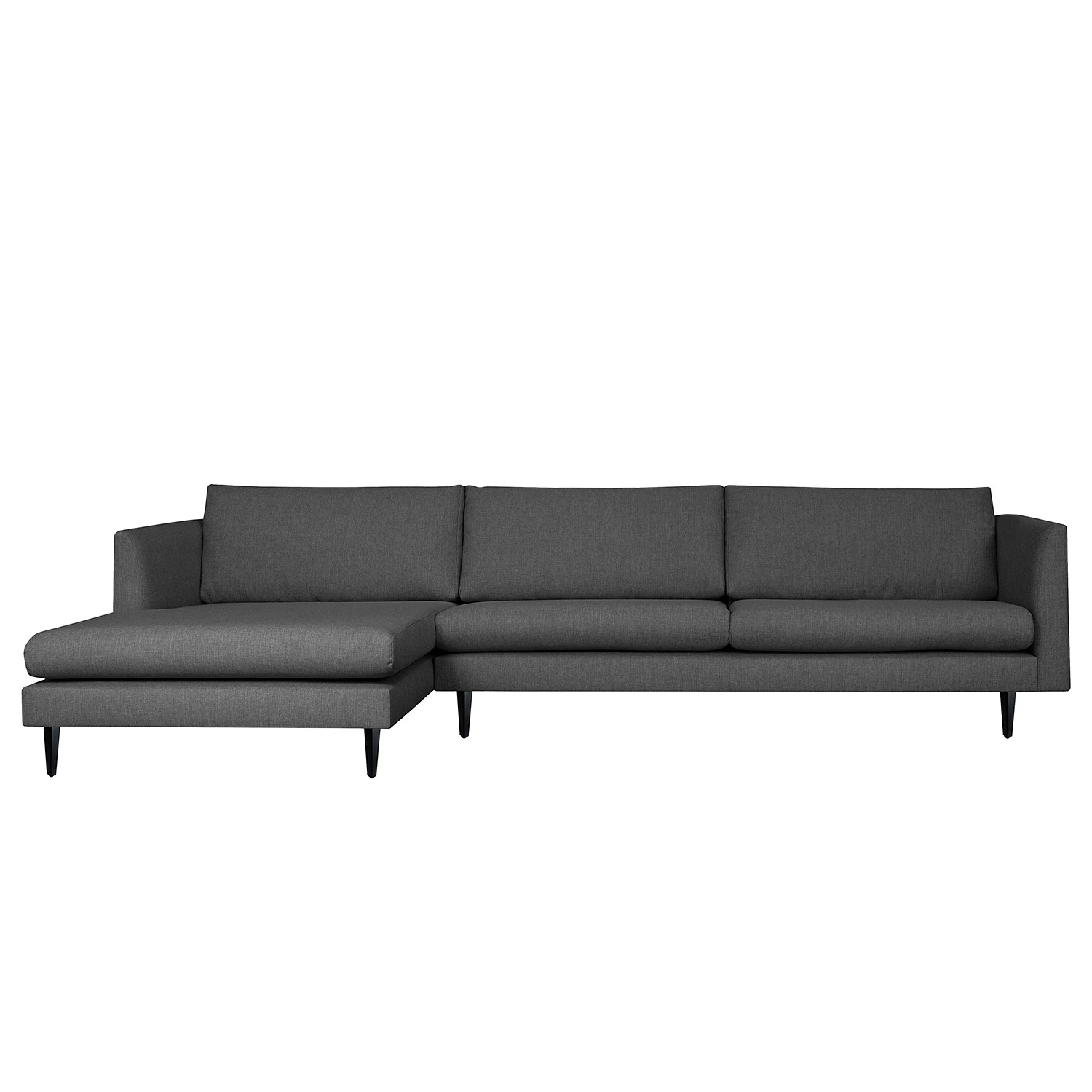 Loftscape Ecksofa Kayena - Flachgewebe - Webstoff Inas: Dunkelgrau - Longchair davorstehend links - Schwarz 2 Loftscape Ecksofa Kayena - Flachgewebe - Webstoff Inas: Dunkelgrau - Longchair davorstehend links - Schwarz – Bild 2