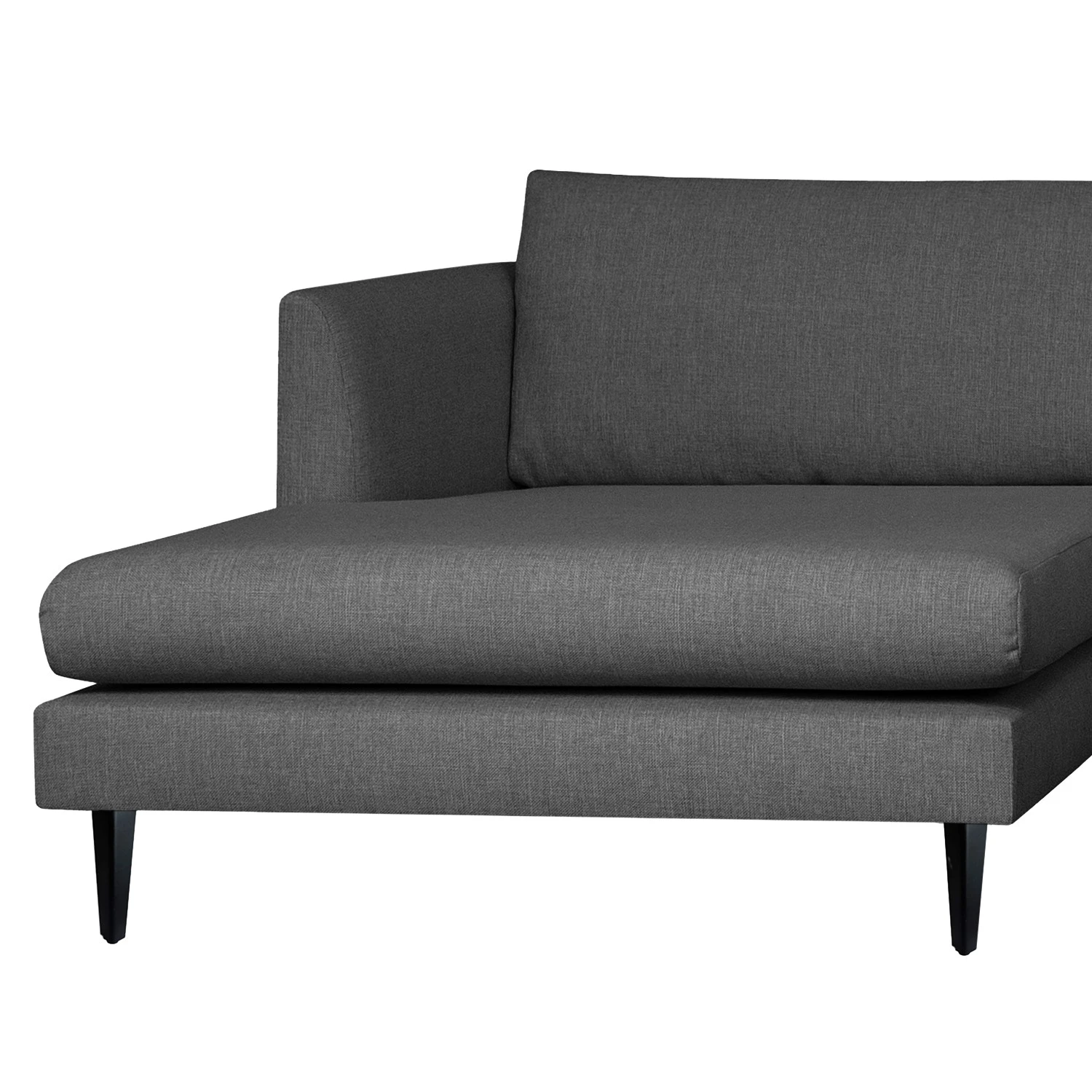 Loftscape Ecksofa Kayena - Flachgewebe - Webstoff Inas: Dunkelgrau - Longchair davorstehend links - Schwarz 7 Loftscape Ecksofa Kayena - Flachgewebe - Webstoff Inas: Dunkelgrau - Longchair davorstehend links - Schwarz – Bild 7