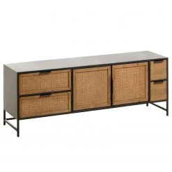 Red Living TV-Lowboard Kisumu - Wiener Geflecht / Eisen - Braun / Schwarz