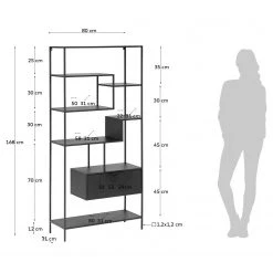 Loftscape Regal Blackrod - Metall - Schwarz -Wohnzimmermöbel boutique en ligne 1000363964 220714 500 SKETCH DETAILS P000000001000363964 sketch