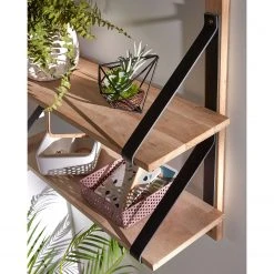 Red Living Wandregal Nakuru - Buche massiv / Echtleder - Buche / Schwarz -Wohnzimmermöbel boutique en ligne 1000363967 220714 023 MOOD DETAILS P000000001000363967 mood