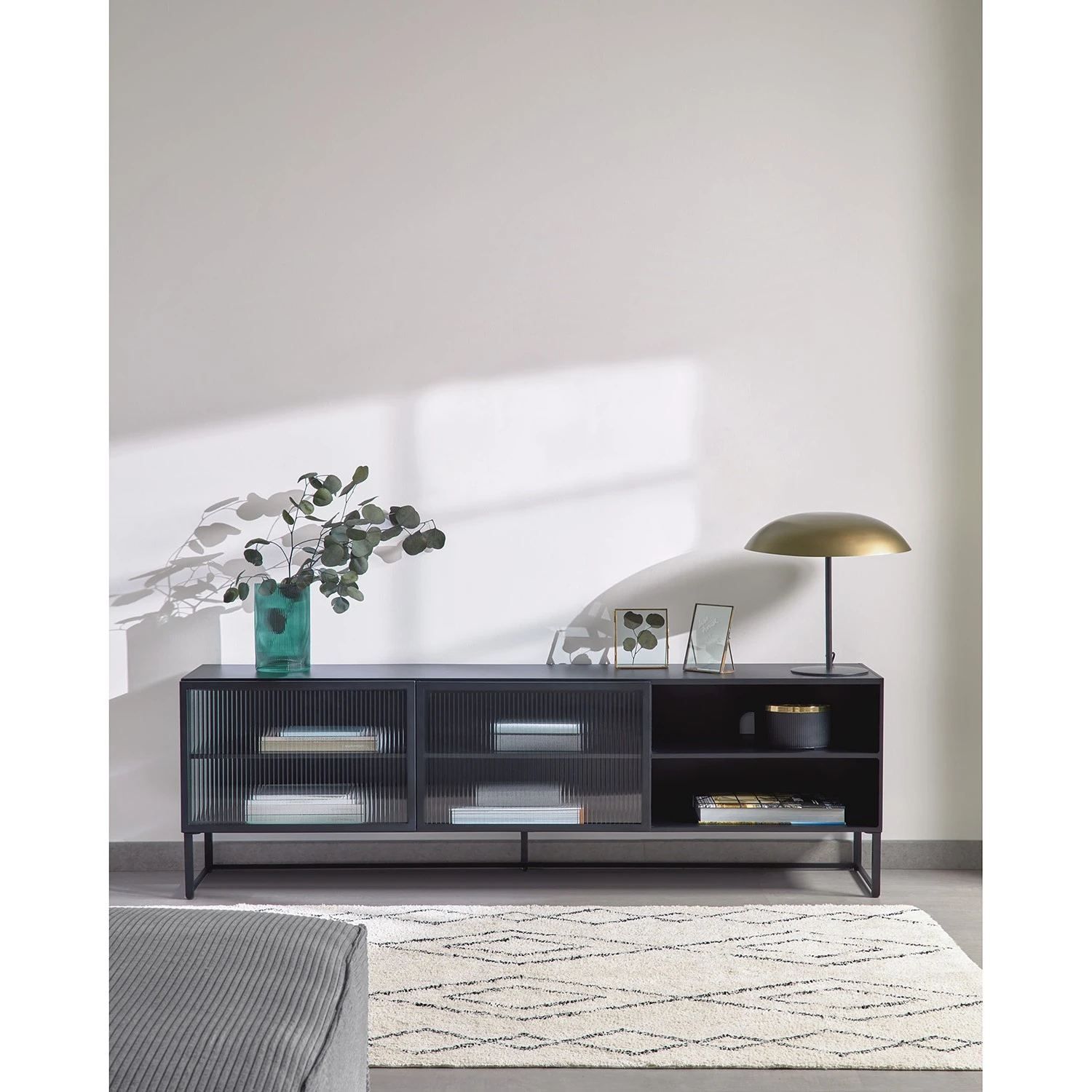 Loftscape TV-Lowboard Tete - Glas / Metall - Schwarz 2 Loftscape TV-Lowboard Tete - Glas / Metall - Schwarz – Bild 2