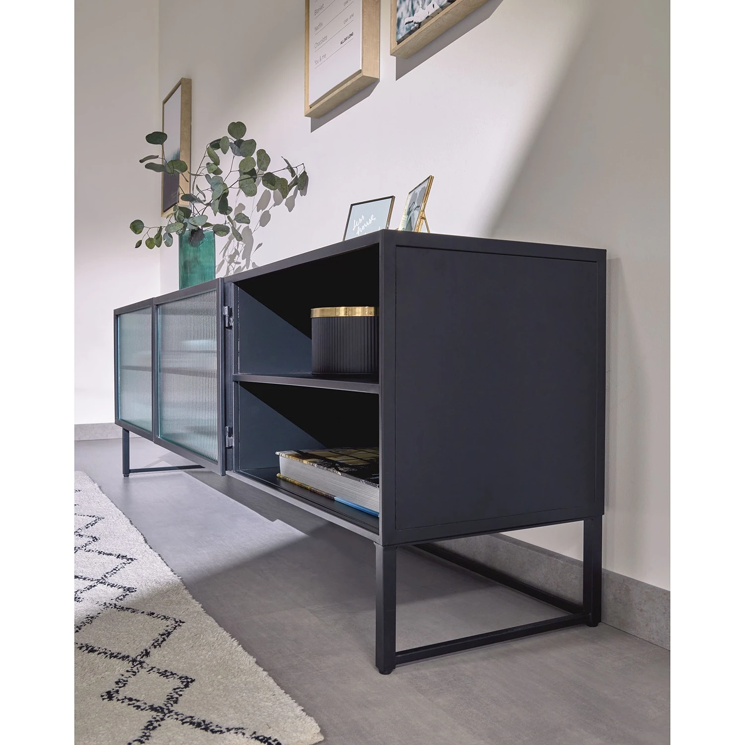 Loftscape TV-Lowboard Tete - Glas / Metall - Schwarz 3 Loftscape TV-Lowboard Tete - Glas / Metall - Schwarz – Bild 3