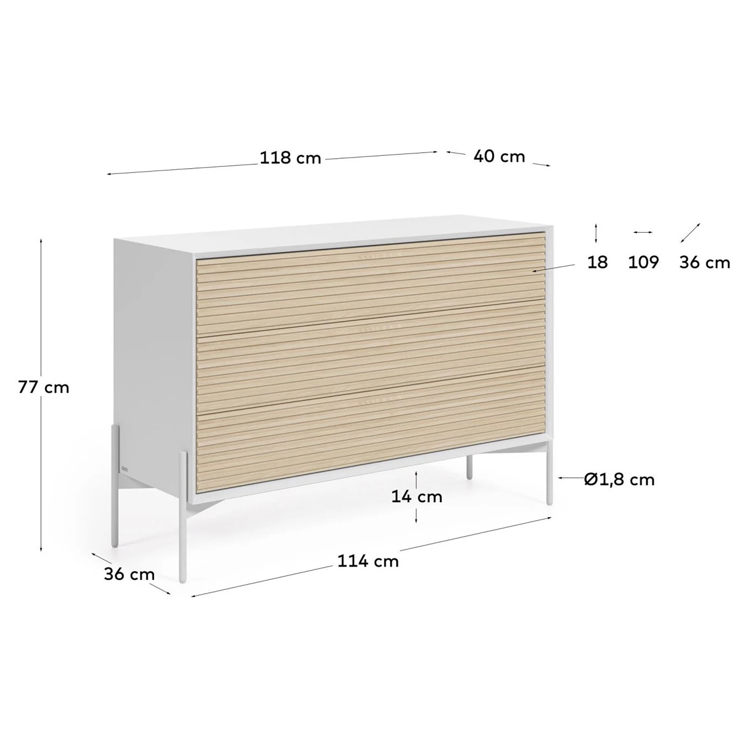 Norrwood Sideboard Maredale II - Esche teilmassiv - Esche / Weiß 7 Norrwood Sideboard Maredale II - Esche teilmassiv - Esche / Weiß – Bild 7