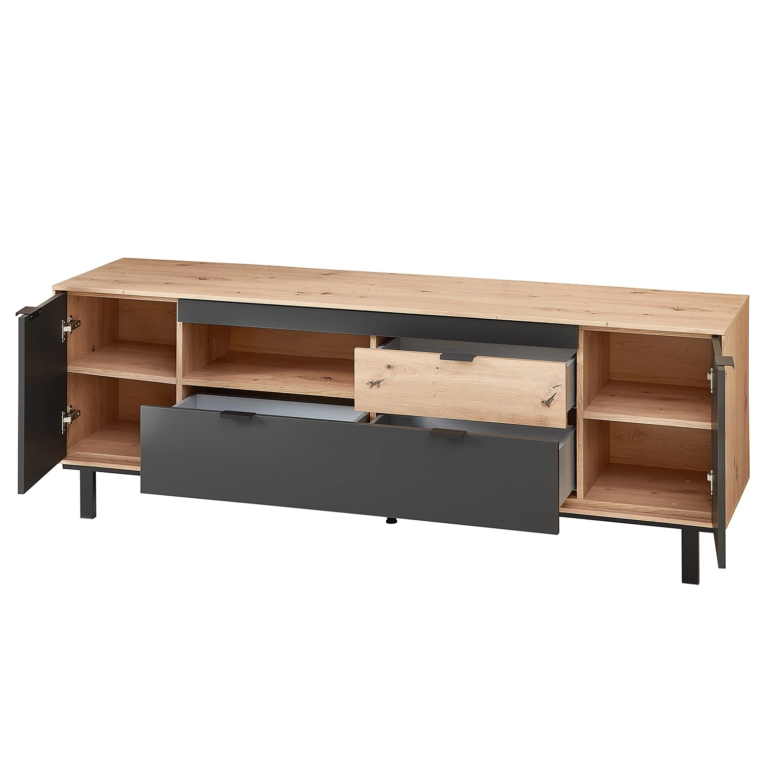 Fashion For Home TV-Lowboard Leox - Graphit / Eiche Artisan Dekor 3 Fashion For Home TV-Lowboard Leox - Graphit / Eiche Artisan Dekor – Bild 3