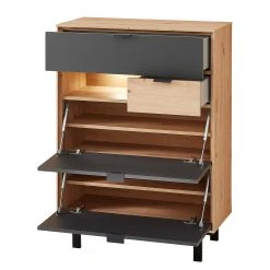 Fashion For Home Schuhkommode Leox - Inkl. Beleuchtung - Graphit / Eiche Artisan Dekor -Wohnzimmermöbel boutique en ligne 1000364253 220719 035 DETAILS P000000001000364253