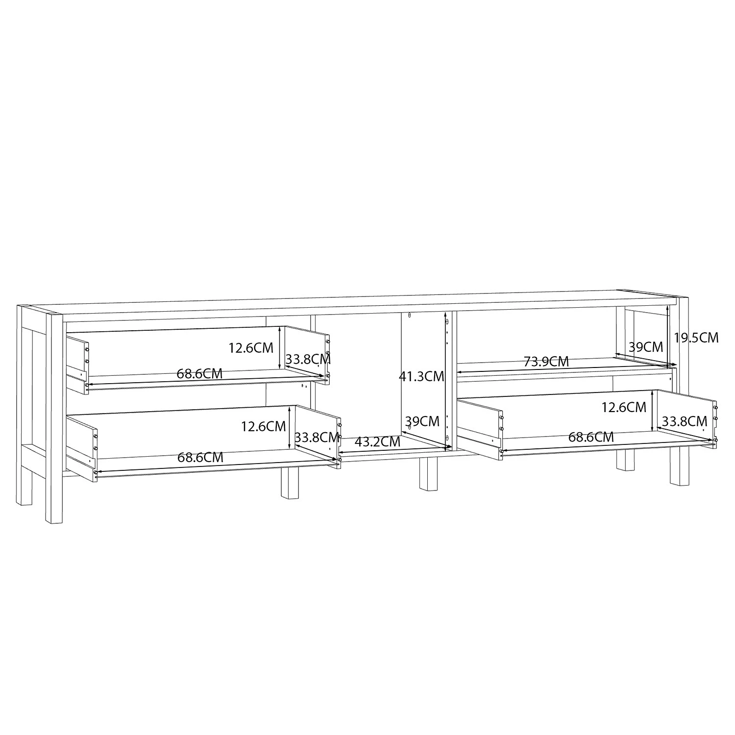 Loftscape TV-Lowboard Thurles - Eiche Sonoma Dekor / Weiß 7 Loftscape TV-Lowboard Thurles - Eiche Sonoma Dekor / Weiß – Bild 7