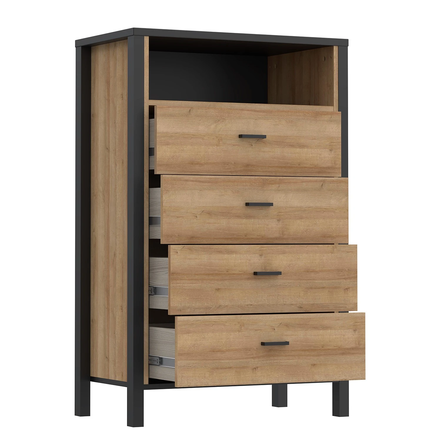 Red Living Kommode Kasala III - Eiche Riviera Dekor / Schwarz 4 Red Living Kommode Kasala III - Eiche Riviera Dekor / Schwarz – Bild 4