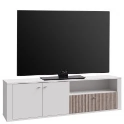 Loftscape TV-Lowboard Millquarter - Weiß / Eiche Hell Dekor