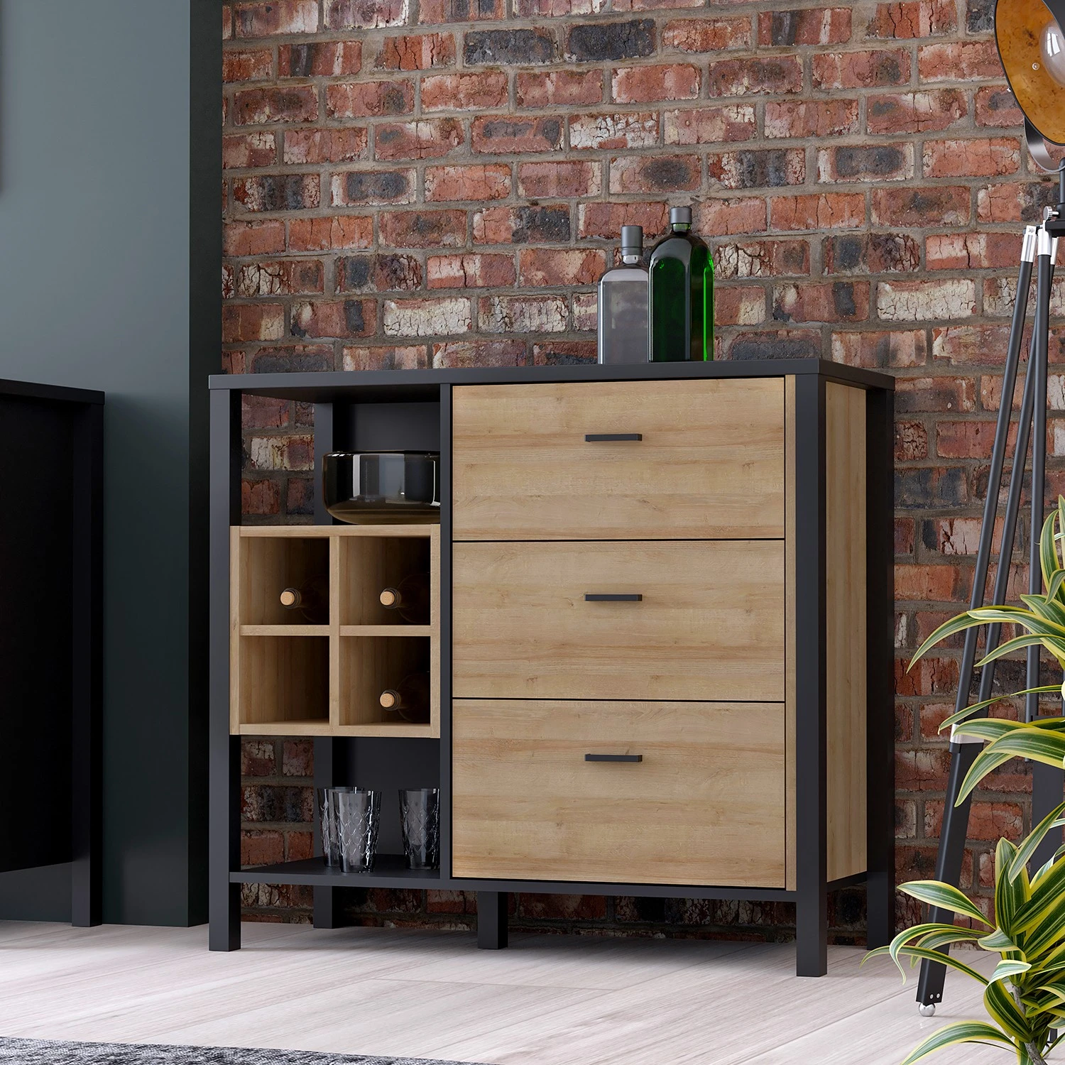 Red Living Kommode Kasala I - Eiche Riviera Dekor / Schwarz 2 Red Living Kommode Kasala I - Eiche Riviera Dekor / Schwarz – Bild 2