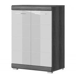 Loftscape Kommode Sarai I - Hochglanz Weiß / Eiche Grau Dekor