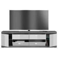 Loftscape TV-Lowboard Sarai I - Hochglanz Weiß / Eiche Grau Dekor -Wohnzimmermöbel boutique en ligne 1000365259 220728 035 DETAILS P000000001000365259