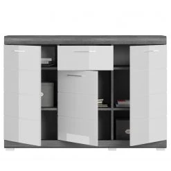 Loftscape Kommode Sarai III - Hochglanz Weiß / Eiche Grau Dekor -Wohnzimmermöbel boutique en ligne 1000365263 220728 035 DETAILS P000000001000365263