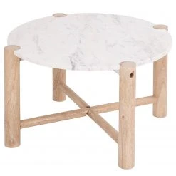 Butlers Beistelltisch MARVELOUS - Marmor / Mangoholz massiv - Natur / Weiß
