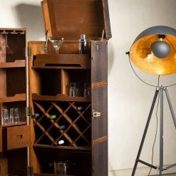 Butlers Kofferbar HEMINGWAY - Anilinleder / Esche massiv - Dunkelbraun -Wohnzimmermöbel boutique en ligne 1000365699 220728 022 MOOD DETAILS P000000001000365699 mood