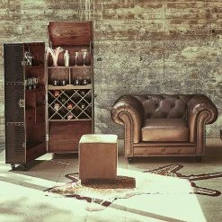 Butlers Kofferbar HEMINGWAY - Anilinleder / Esche massiv - Dunkelbraun -Wohnzimmermöbel boutique en ligne 1000365699 220728 024 MOOD DETAILS P000000001000365699 mood