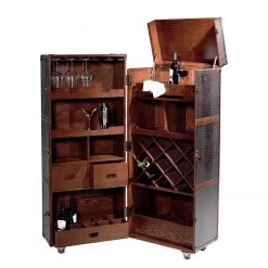 Butlers Kofferbar HEMINGWAY - Anilinleder / Esche massiv - Dunkelbraun -Wohnzimmermöbel boutique en ligne 1000365699 220728 030 DETAILS P000000001000365699