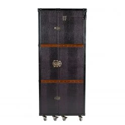 Butlers Kofferbar HEMINGWAY - Anilinleder / Esche massiv - Dunkelbraun -Wohnzimmermöbel boutique en ligne 1000365699 220728 040 DETAILS P000000001000365699