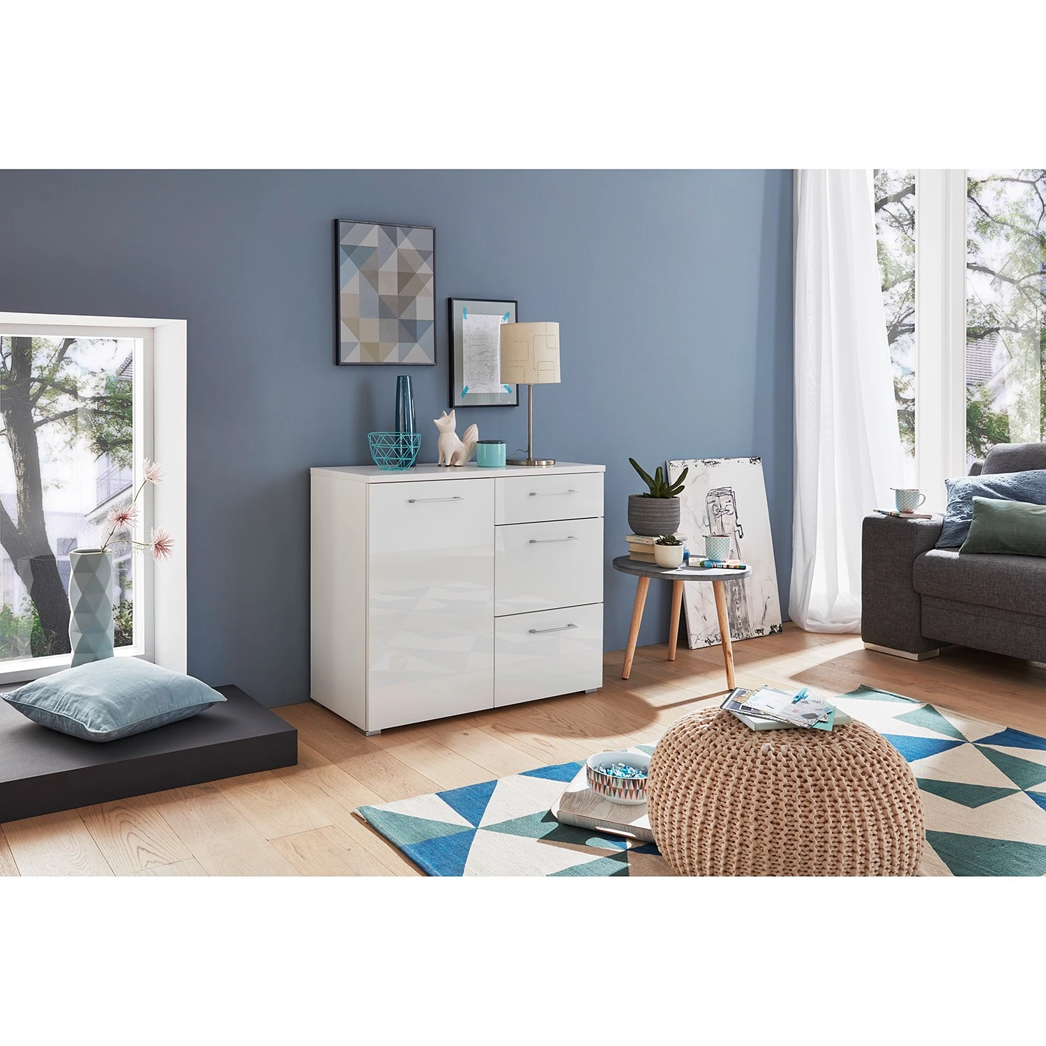 Germania Kommode Campo II - Glas - Weiß 2 Germania Kommode Campo II - Glas - Weiß – Bild 2