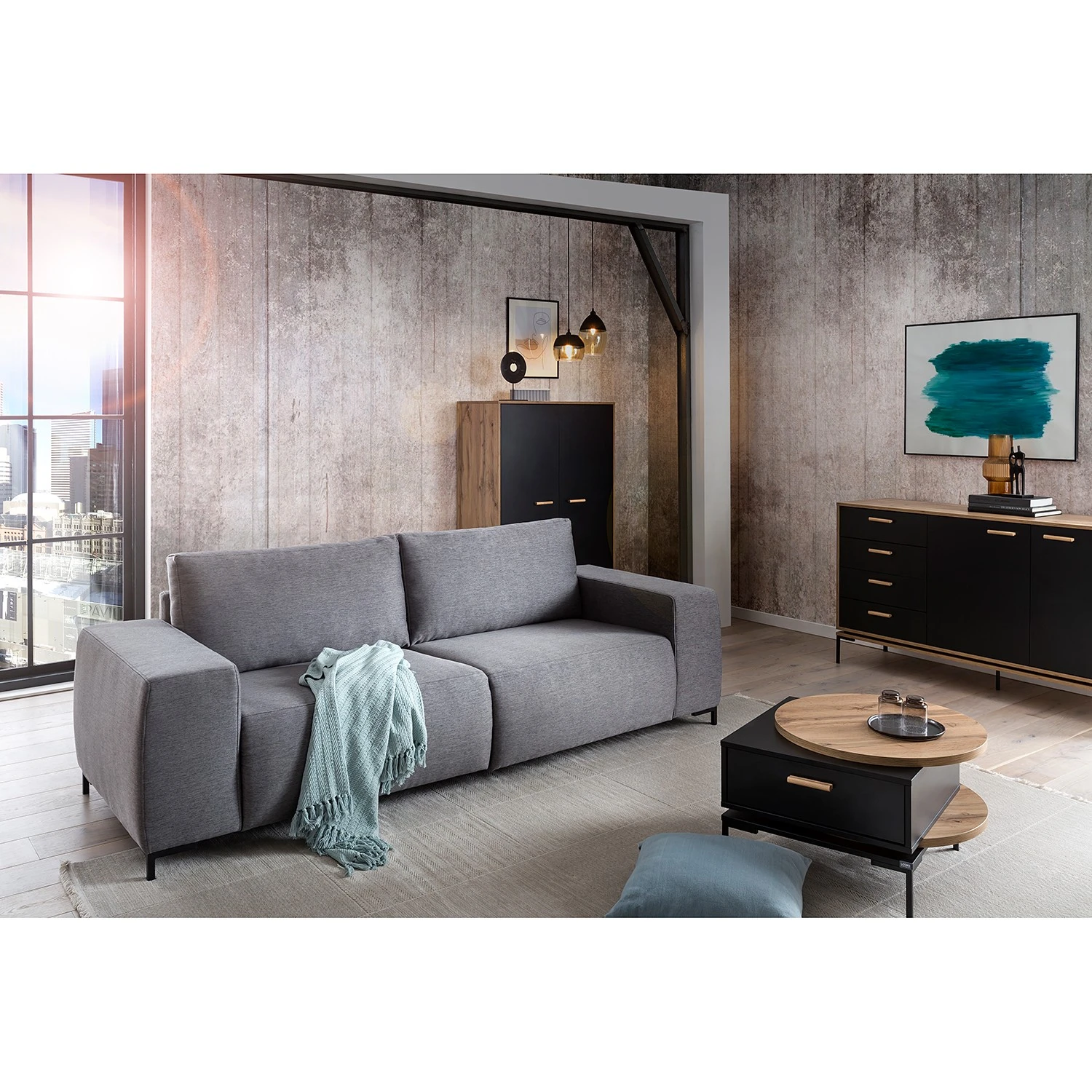 Schildmeyer Highboard Looks - Schwarz / Eiche Dekor 3 Schildmeyer Highboard Looks - Schwarz / Eiche Dekor – Bild 3