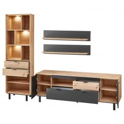 Fashion For Home Wohnwand Leox II (4-teilig) - Inkl. Beleuchtung - Graphit / Eiche Artisan Dekor -Wohnzimmermöbel boutique en ligne 1000366293 220816 035 DETAILS P000000001000366293