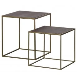 Red Living Beistelltisch Hawes (2-teilig) - Akazie massiv / Metall - Akazie / Messing