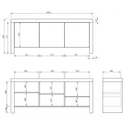 Temahome Sideboard Kobe II - Schwarz / Beton Dekor -Wohnzimmermöbel boutique en ligne 1000366639 220906 501 SKETCH DETAILS P000000001000366639 sketch