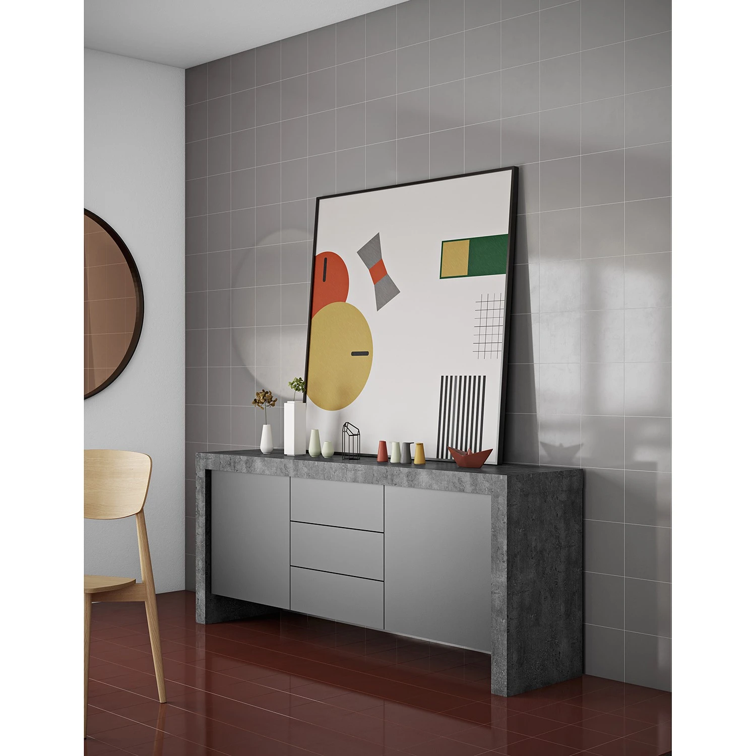 Temahome Sideboard Kobe I - Schwarz / Beton Dekor 2 Temahome Sideboard Kobe I - Schwarz / Beton Dekor – Bild 2