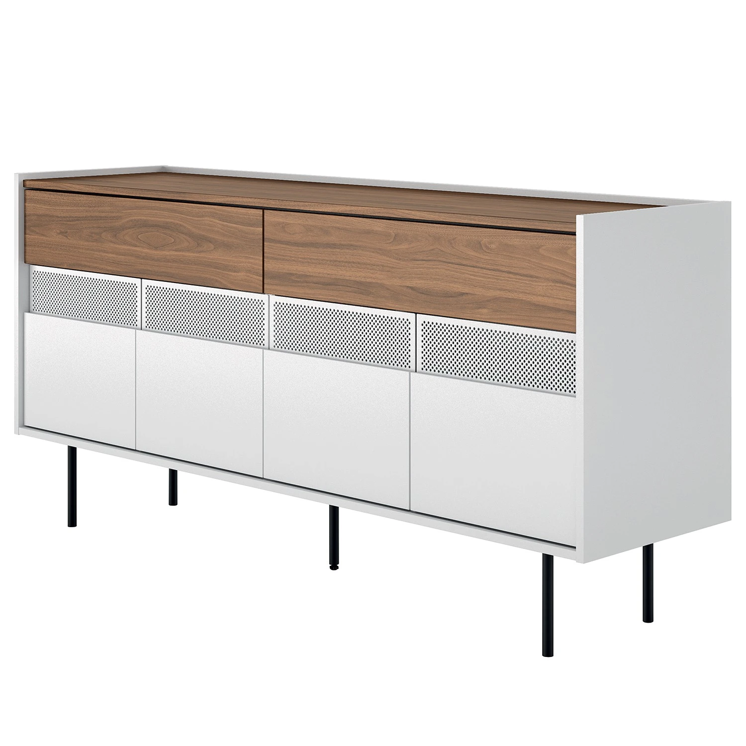 Temahome Sideboard Radio - Echtholzfurnier - Weiß / Walnuss 1 Temahome Sideboard Radio - Echtholzfurnier - Weiß / Walnuss