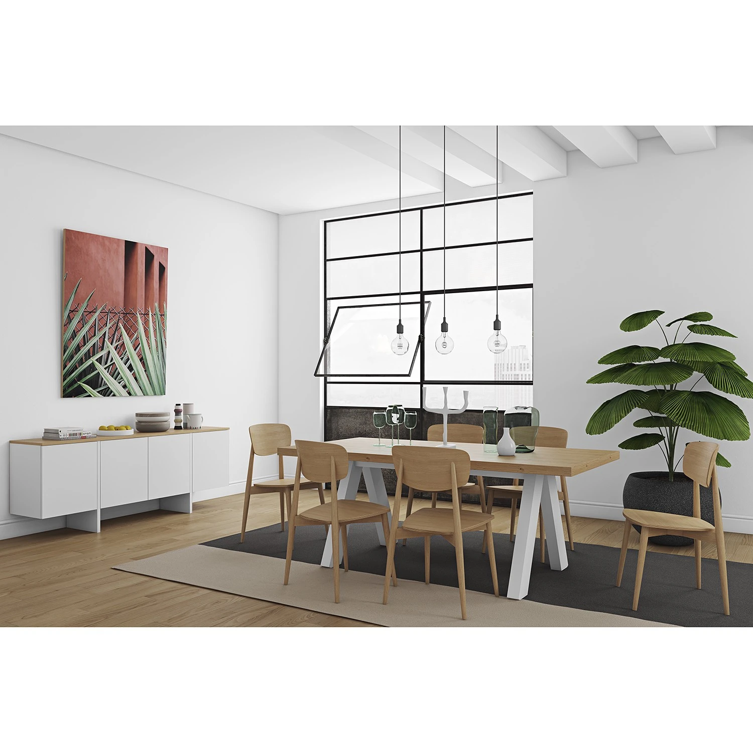 Temahome Sideboard Edge - Echtholzfurnier - / Weiß / Eiche 2 Temahome Sideboard Edge - Echtholzfurnier - / Weiß / Eiche – Bild 2