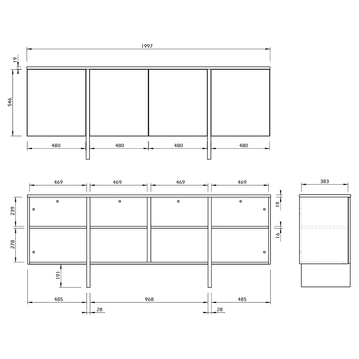 Temahome Sideboard Edge - Echtholzfurnier - / Weiß / Eiche 9 Temahome Sideboard Edge - Echtholzfurnier - / Weiß / Eiche – Bild 9