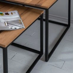 Ars manufacti Beistelltisch Candler (3-teilig) - Eiche massiv / Metall -Wohnzimmermöbel boutique en ligne beistelltisch candler 3 teilig eiche massiv metall eiche 4774896