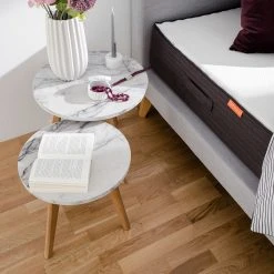 Mørteens Beistelltisch-Set Nilla II (2-teilig) - Marmor Weiß Dekor -Wohnzimmermöbel boutique en ligne beistelltisch set nilla ii 2 teilig eiche teilmassiv marmor weiss dekor 5155980