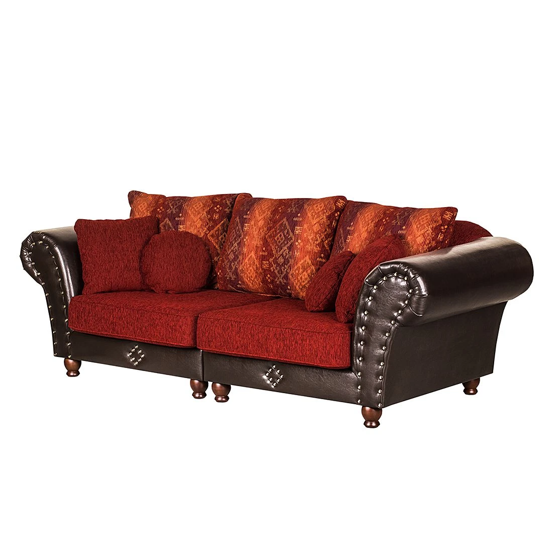Maison Belfort Bigsofa Mosambik - Kunstleder / Webstoff - Dunkelbraun / Rot - Dunkelbraun / Rot 1 Maison Belfort Bigsofa Mosambik - Kunstleder / Webstoff - Dunkelbraun / Rot - Dunkelbraun / Rot