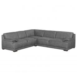 Modoform Boxspring-Ecksofa Pignola Microfaser - Antiklederlook - Grau