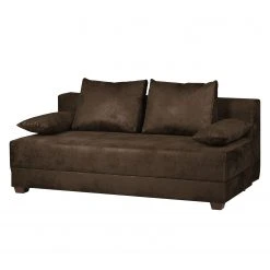 Ars Natura Boxspring-Schlafsofa Dingo - Antiklederoptik - Dunkelbraun