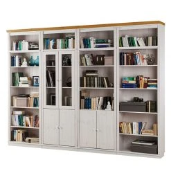 Maison Belfort Bücherwand Lillehammer IV - Kiefer massiv - Kiefer Weiß / Kiefer Honig