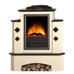 Montreux Elektro-Eckkamin Calabrio - Cremeweiß / Kolonialbraun