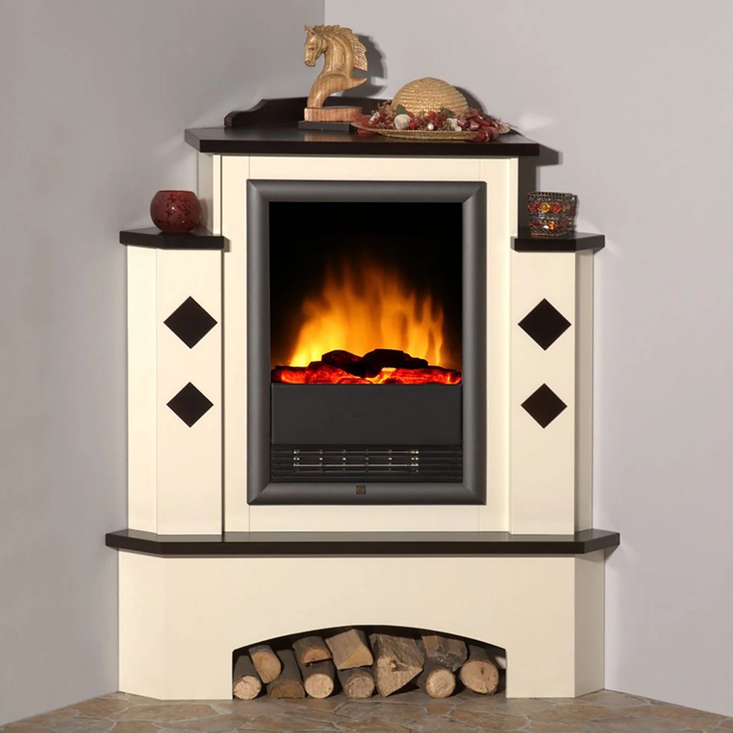 Montreux Elektro-Eckkamin Calabrio - Cremeweiß / Kolonialbraun 5 Montreux Elektro-Eckkamin Calabrio - Cremeweiß / Kolonialbraun – Bild 5