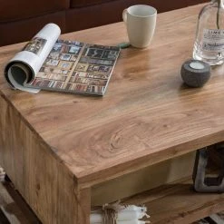 Ars manufacti Couchtisch Amla - Akazie massiv / Metall - Akazie / Anthrazit -Wohnzimmermöbel boutique en ligne couchtisch amla akazie massiv metall akazie anthrazit 5009540