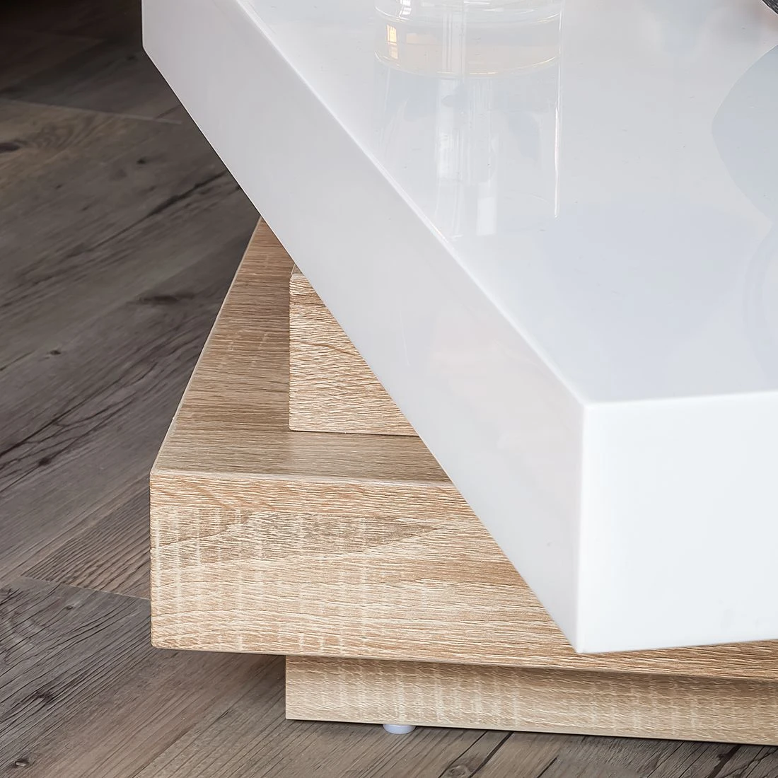 Fredriks Couchtisch Emblaze - Hochglanz Weiß / Eiche Sonoma Dekor 5 Fredriks Couchtisch Emblaze - Hochglanz Weiß / Eiche Sonoma Dekor – Bild 5