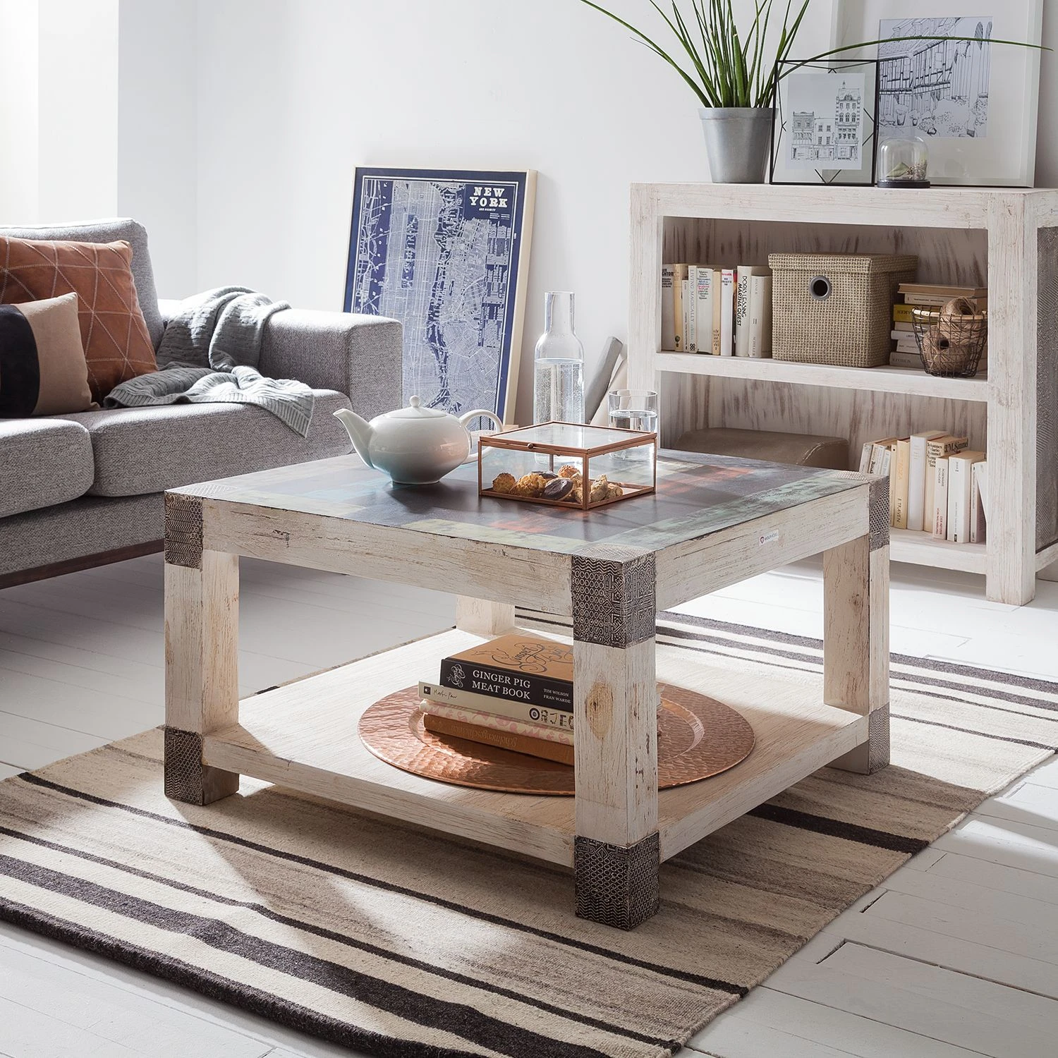 Wolf-Möbel Couchtisch Goa White - Akazie / Mango teilmassiv 2 Wolf-Möbel Couchtisch Goa White - Akazie / Mango teilmassiv – Bild 2