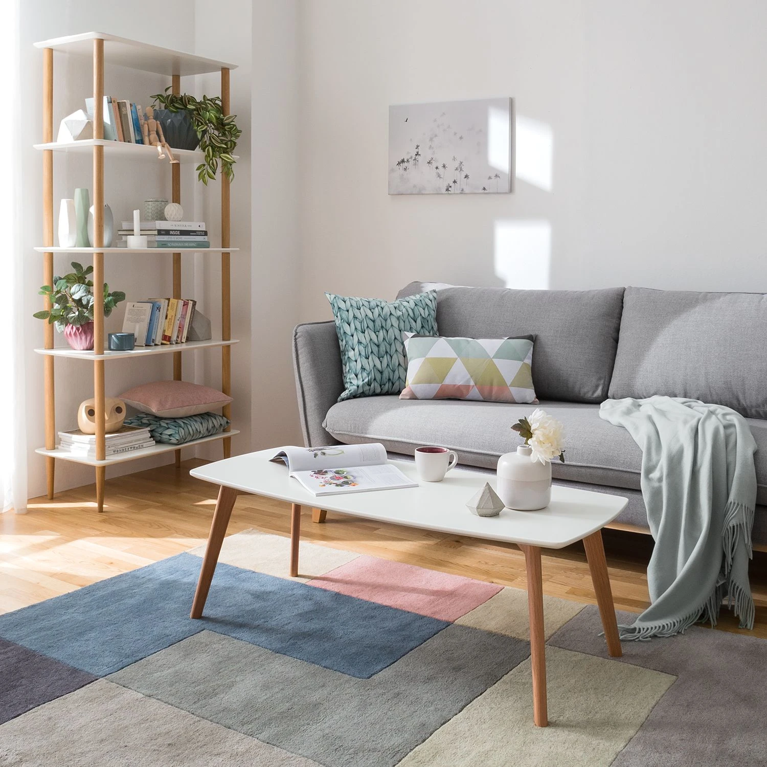 Mørteens Couchtisch Obory - Eiche teilmassiv - Weiß / Eiche 2 Mørteens Couchtisch Obory - Eiche teilmassiv - Weiß / Eiche – Bild 2