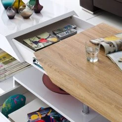 Fredriks Couchtisch Smithers - Hochglanz Weiß / Eiche Dekor 8 Fredriks Couchtisch Smithers - Hochglanz Weiß / Eiche Dekor -Wohnzimmermöbel boutique en ligne couchtisch smithers eiche saegerau dekor hochglanz weiss 5240680