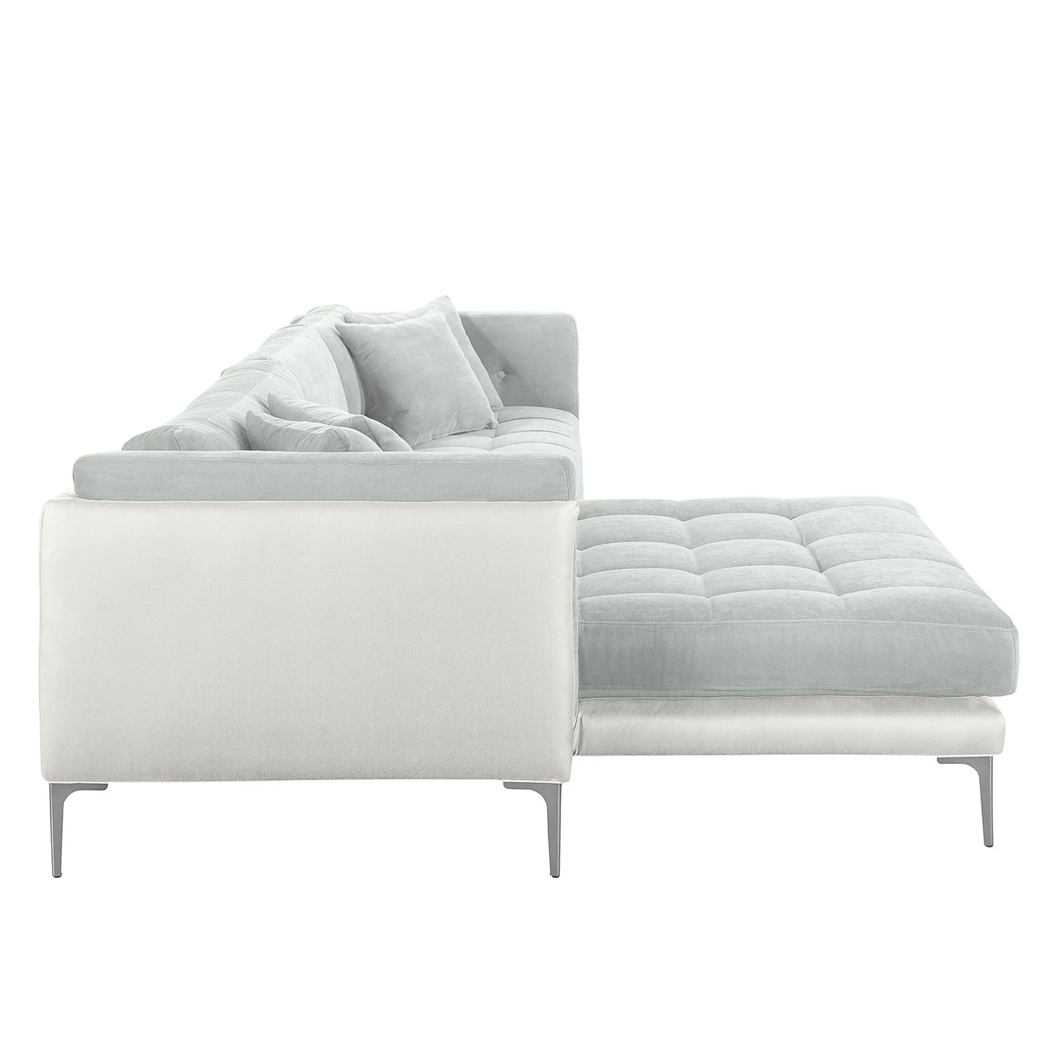 Fredriks Ecksofa Agueada IV Kunstleder / Webstoff - Weiß / Silber - Longchair davorstehend links 5 Fredriks Ecksofa Agueada IV Kunstleder / Webstoff - Weiß / Silber - Longchair davorstehend links – Bild 5